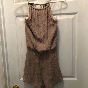 Taupe poly-lined spring romper!